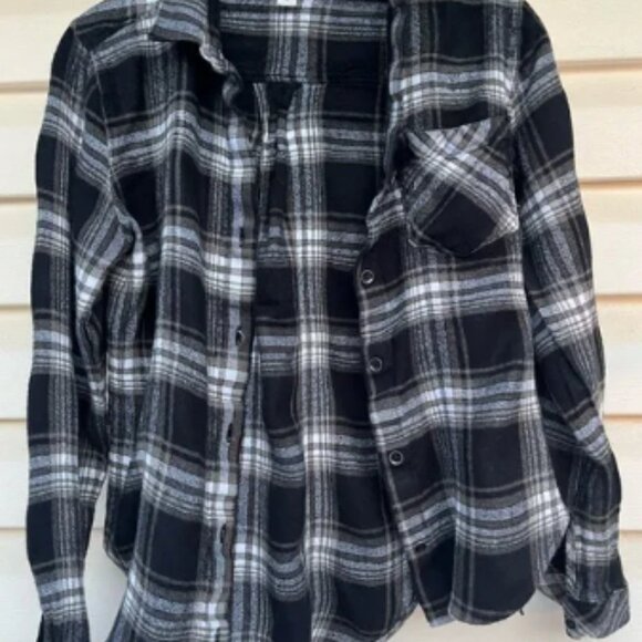 Cloth & Stone black/white checkered long-sleeved shirt, chest pocket,round hem S - Picture 1 of 6